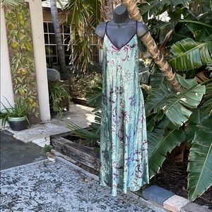 Halston floral satin slip dress